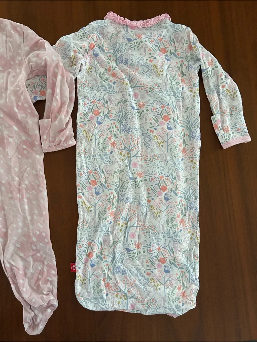 Magnetic Me Footie/ Sleeper Gown Babygirl Pink Fawn & Floral Ruffles Bundle/ Lot